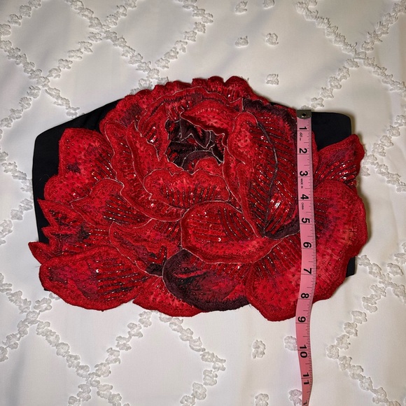 Alice + Olivia Black Top with Red Floral Design - Picture 7 of 7